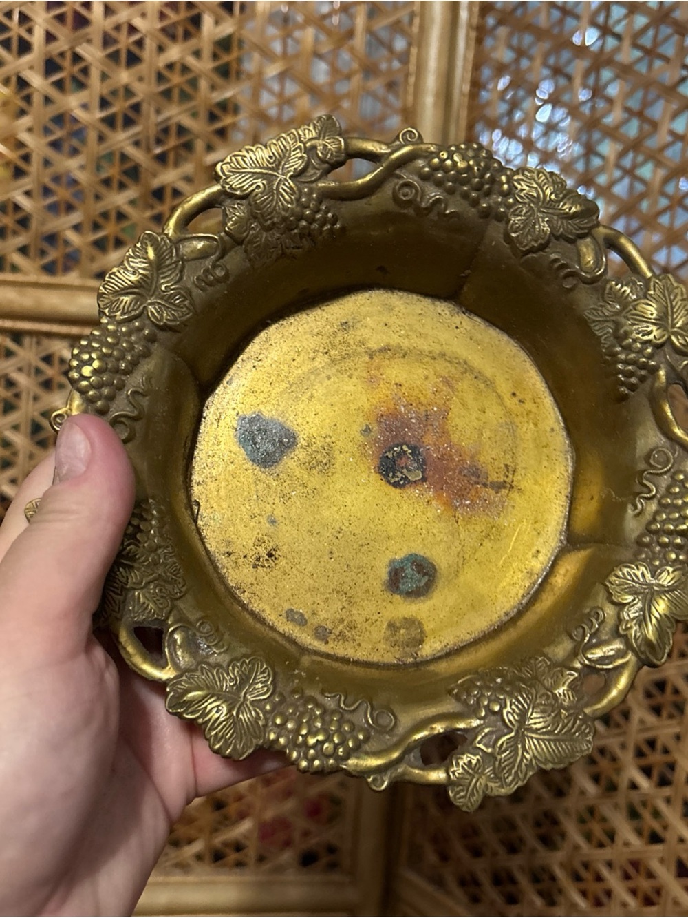 Mottahedeh Brass Trinket Dish with Blue Label